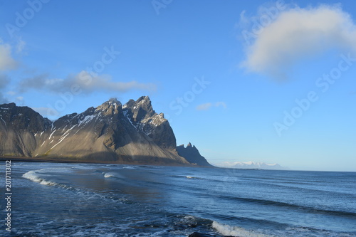 Mountains next to the sea in Iceland