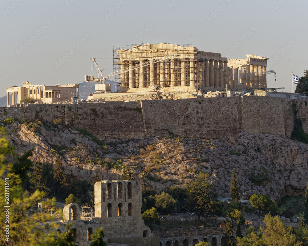 Athens Greece, Parthenon ancient temple on acropolis hill