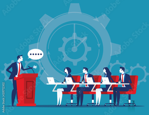 Business corporate meeting. Concept business vector illustration. Flat cartoon character style design.