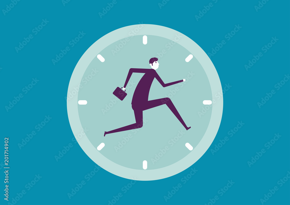 Businessman and race agains time. Vector illustration working business concept. Businessman and race agains time. Vector illustration working business concept.