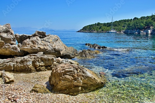 Greece,island Ithaki-view of the seacoast near Kioni photo