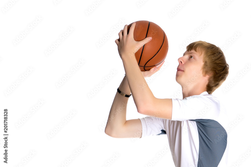 Basketball player throws in the ring Basketball player throws in the ring