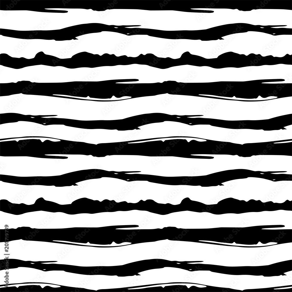 Seamless pattern black watercolor stripes on a white background in grunge style Seamless pattern black watercolor stripes on a white background in grunge style