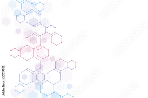 Hexagon background design. Geometric abstract background with molecular structure.