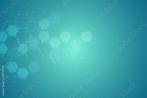Hexagon background design. Geometric abstract background with molecular structure.