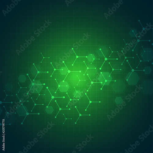 Hexagon background design. Geometric abstract background with molecular structure.