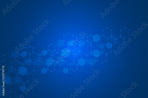 Hexagon background design. Geometric abstract background with molecular structure.