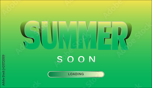 yellow-green summer inscription soon on a yellow-green background and the download line