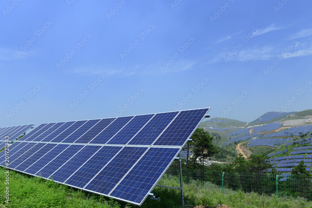 Solar power equipment, on the hillside