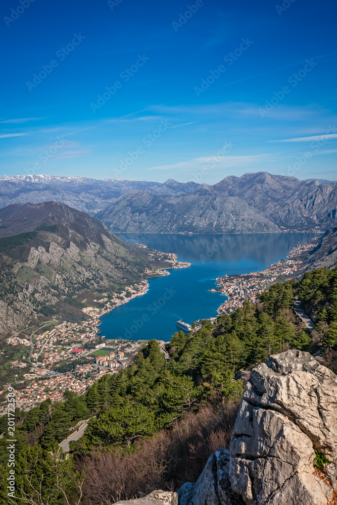 Stunning landscape of the Bay of Kotor in Montenegro