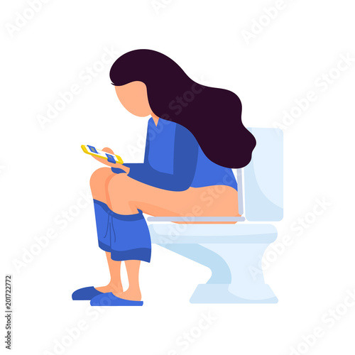 Male cartoon character spending time in WC, 