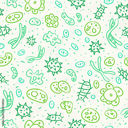 bacteria seamless vector pattern