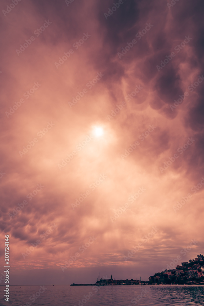Dramatic sky over Budva