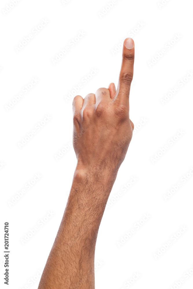 Black hand showing number one isolated Black hand showing number one isolated