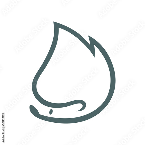 Cute hedgehog symbol, icon on white backdrop. Design element