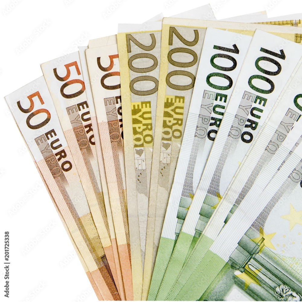 Euro banknotes isolated on White background Euro banknotes isolated on White background