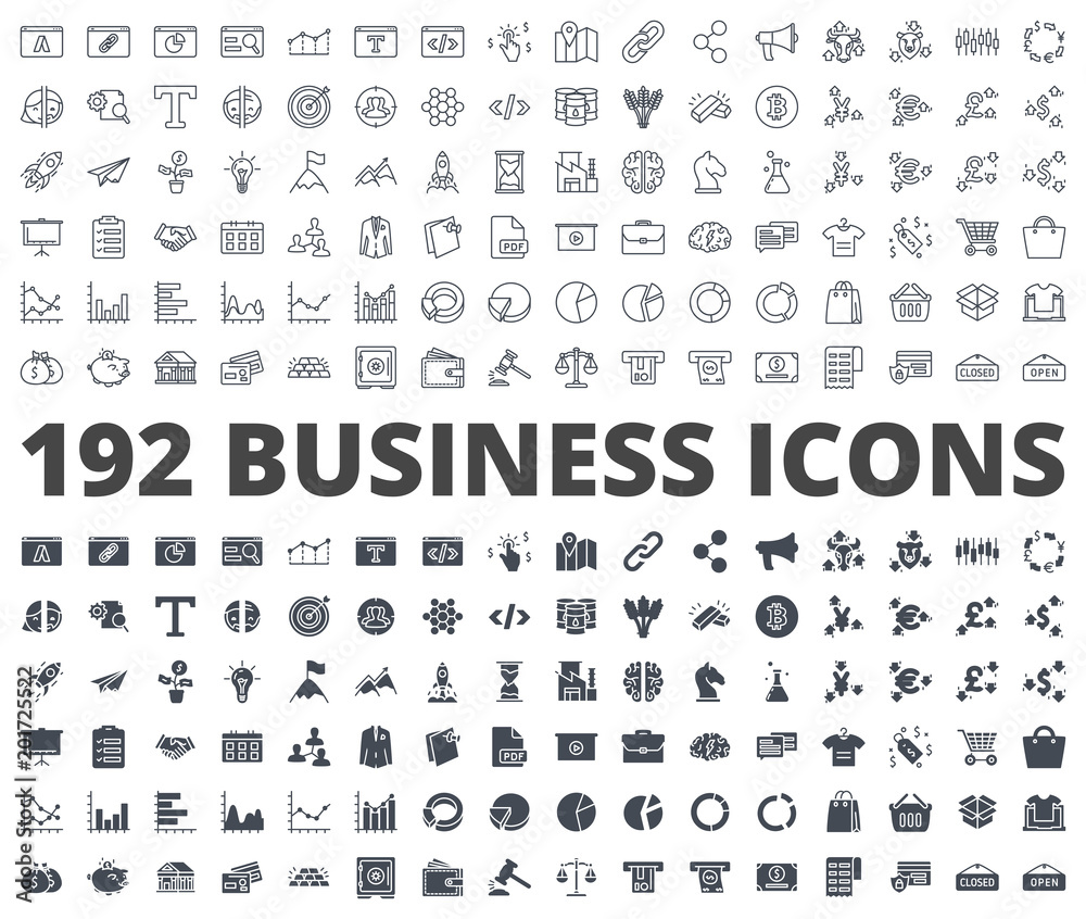 Business icon vector line silhouette pack Business icon vector line silhouette pack