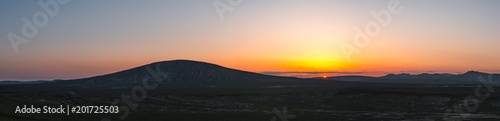 Great volcano at colorful sunset