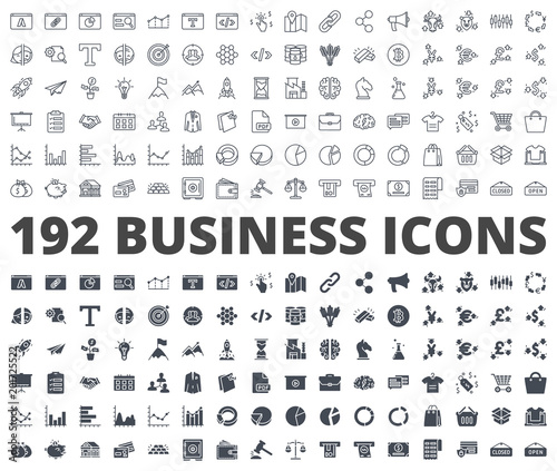 Business icon vector line silhouette pack