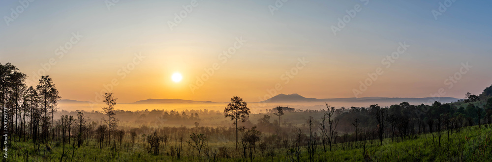 beautiful pamorama sunrise landscape mountain Thailand