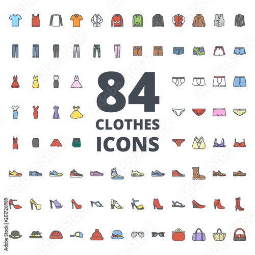 Clothes colored icon vector pack