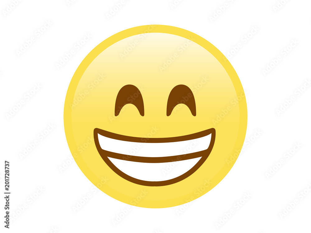 Isolated yellow smiling face with white teeth icon Isolated yellow smiling face with white teeth icon