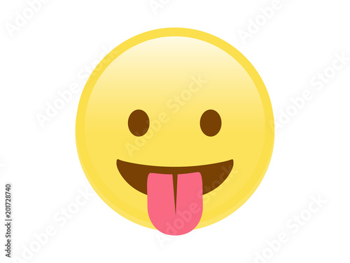 Isolated yellow smiley face flat icon with tongue out