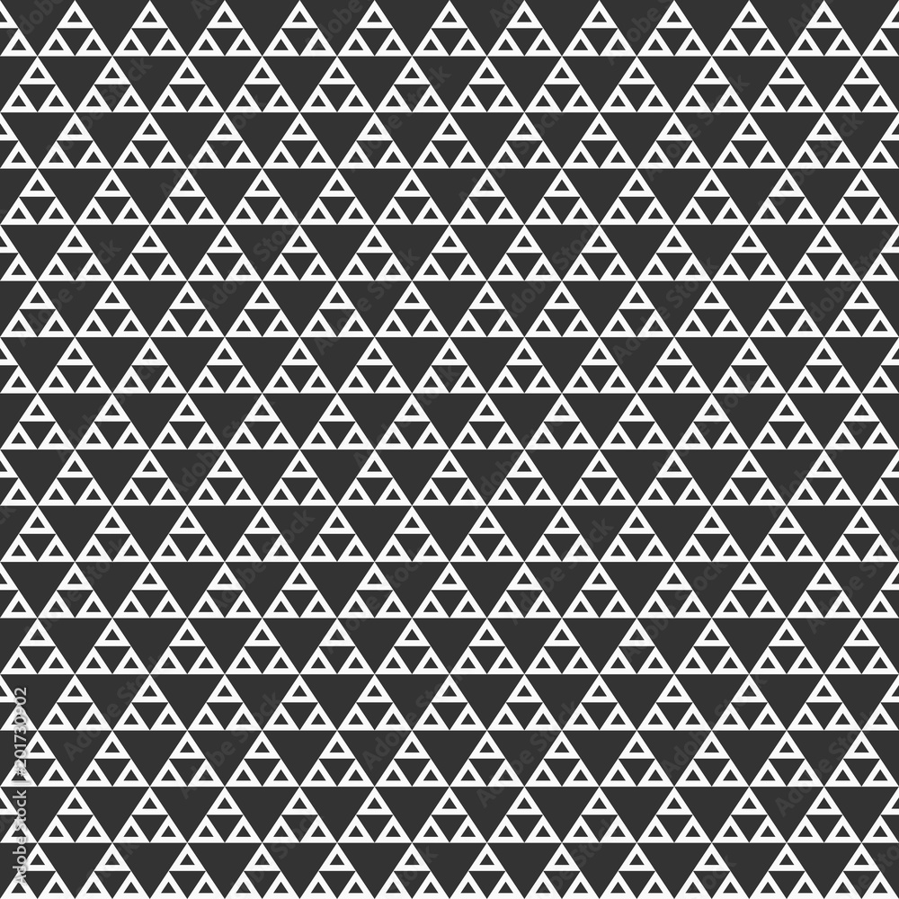 Abstract geometric monochrome seamless pattern with triangles.