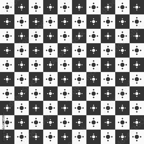 Seamless geometric pattern of squares and circles inside.