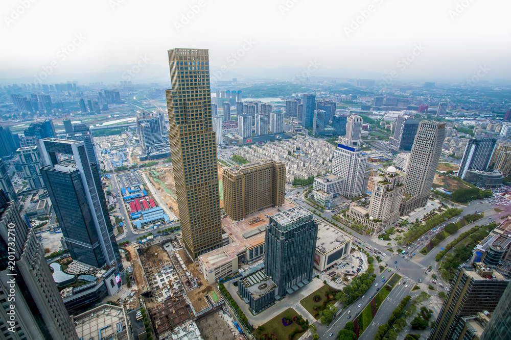 A bird's eye view of the urban architectural landscape in Nanchang, China