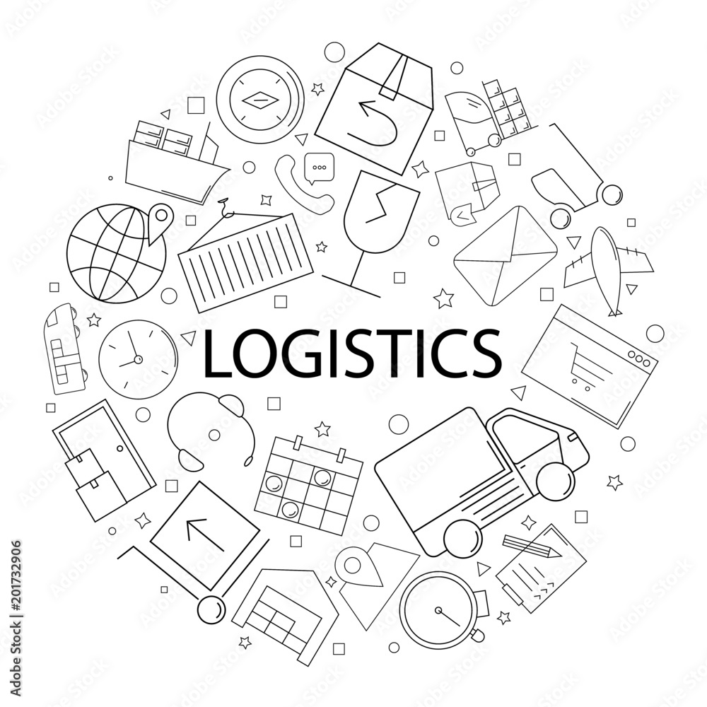 Vector logistics pattern with word. Logistics background
