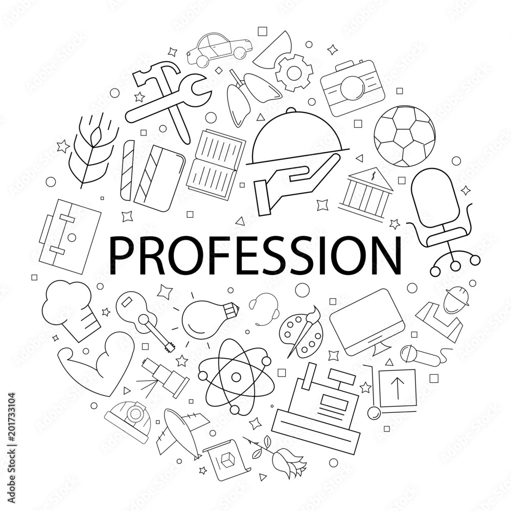 Vector profession pattern with word. Profession background