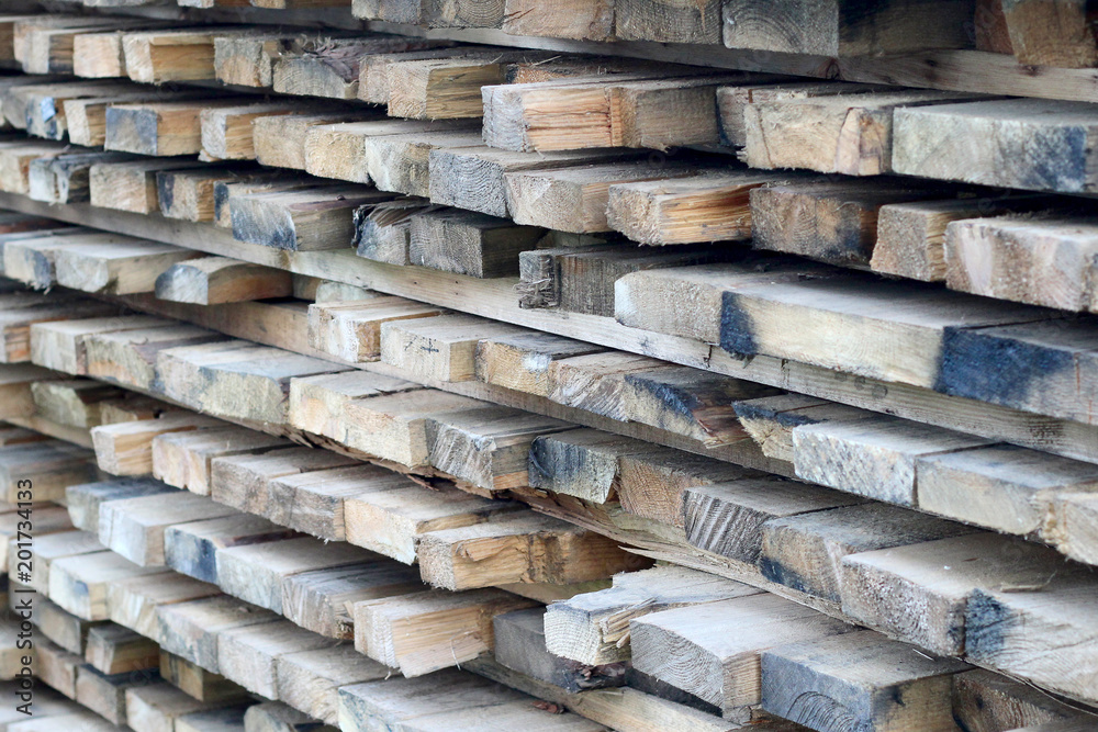 stack of wooden boards. photo