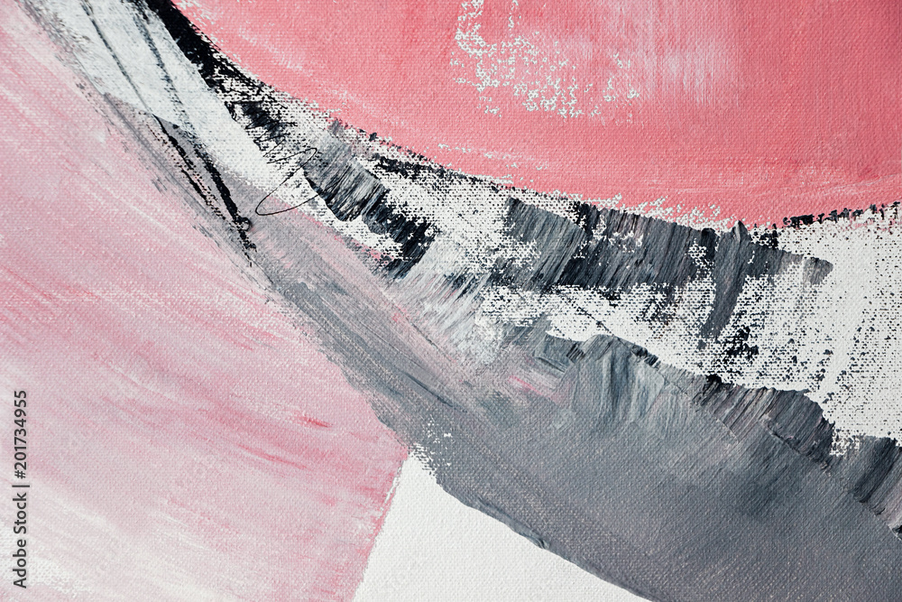 Fototapeta abstract pink and gray acrylic painting on canvas  