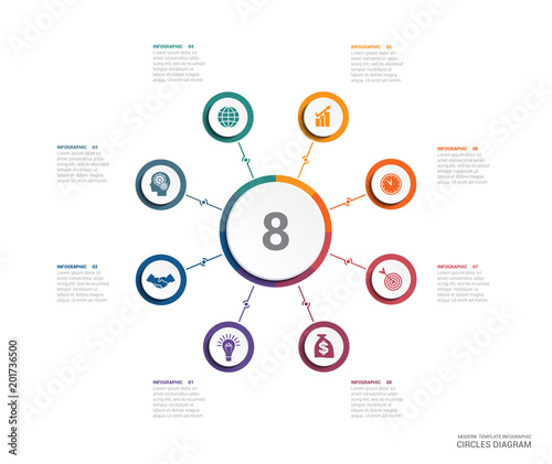 Area chart diagram data Elements For Template infographics 8 position.