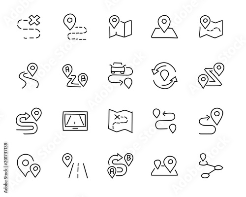 map and location hand drawn icon design illustration, line style icon, designed for app and web photo