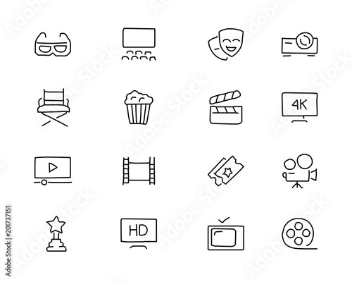 movie hand drawn icon design illustration, line style icon, designed for app and web