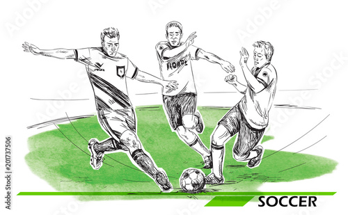 Soccer, football players illustration. Vector image isolated on white