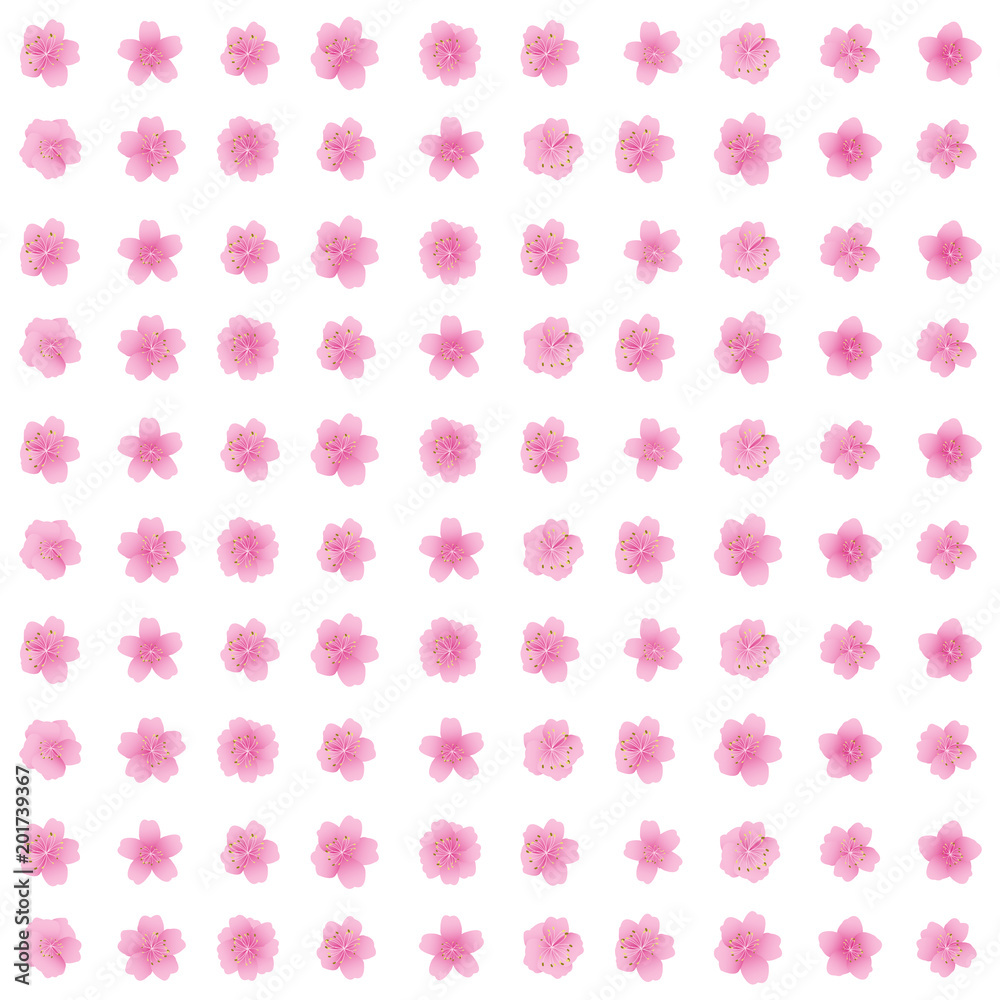 Sakura flower icon set , cherry blossom flower pattern seamless, drawing flower vector illustration