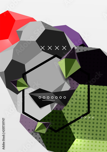 Color 3d geometric composition poster