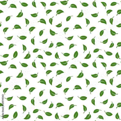 Falling leaves on white background. Seamless nature pattern.