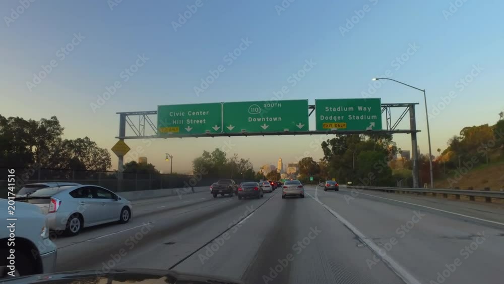 day POV driving on LA 110 freeway day POV driving on LA 110 freeway