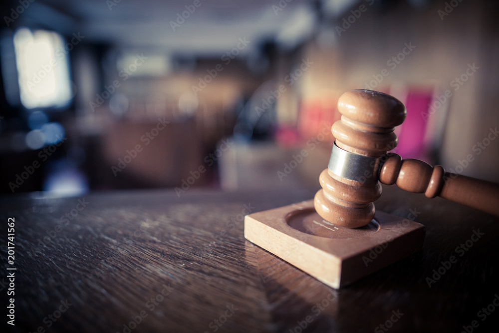 Hammer in a courtroom