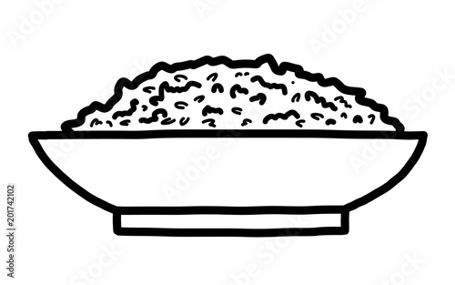 rice on dish / cartoon vector and illustration, black and white, hand  drawn, sketch style, isolated on white background. Stock Vector | Adobe  Stock