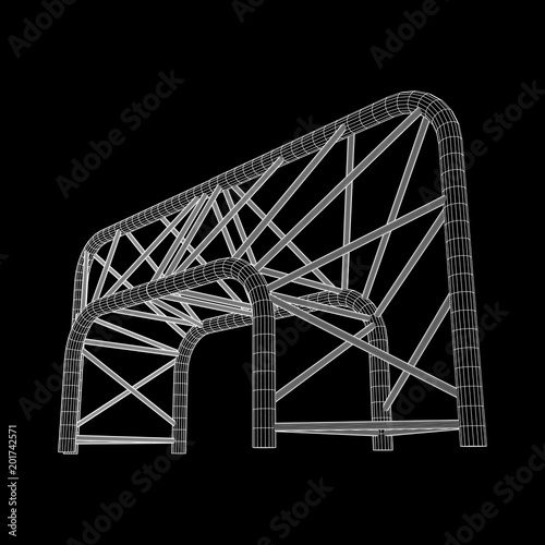 Truss girder element. Wireframe low poly mesh vector illustration.