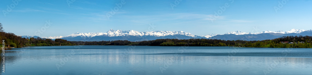 Lake Gabas with the Pyrenees mountains in the background