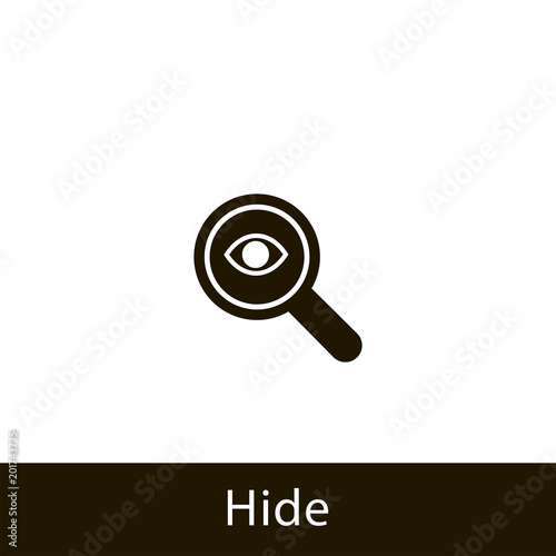 magnifying glass icon. hide magnifying glass. sign design