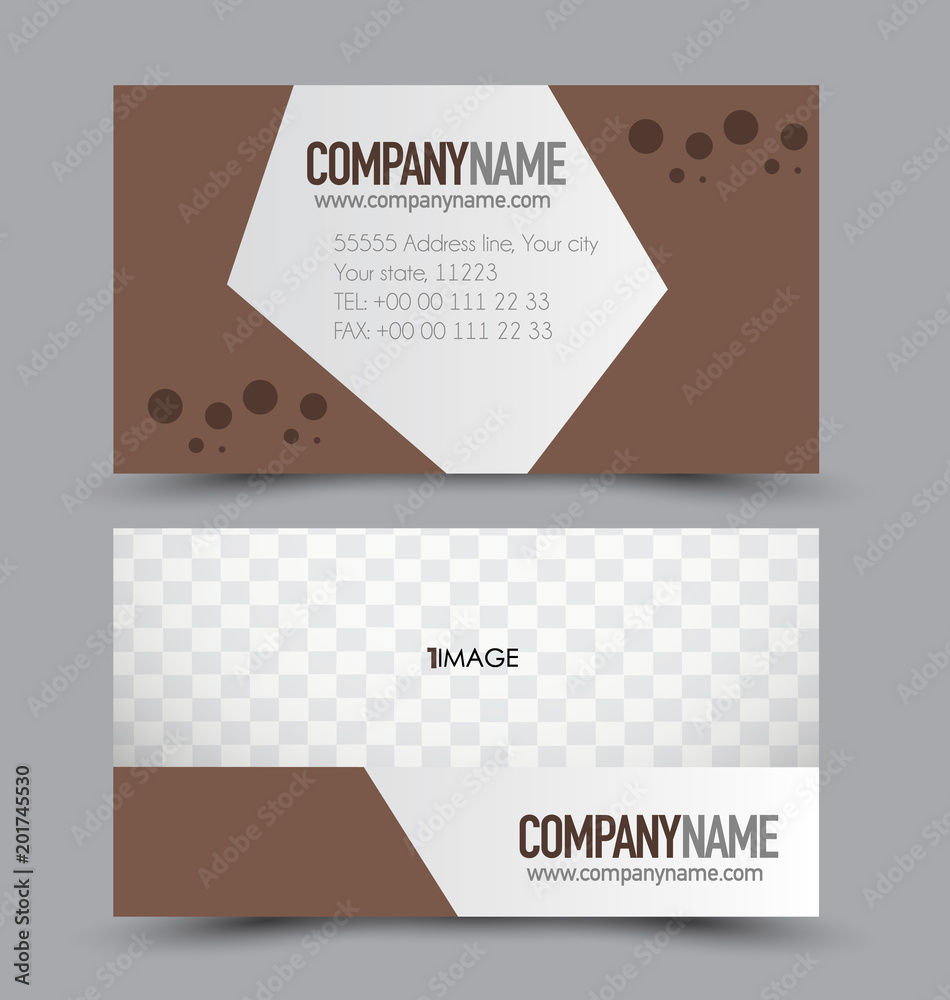 Business card set template for business identity corporate style. Brown color. Vector illustration.