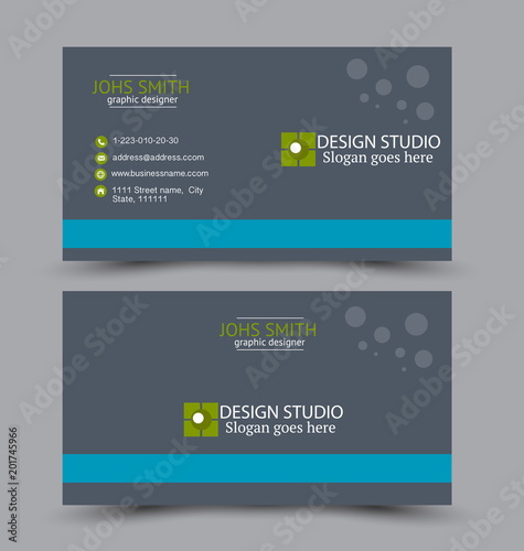 Business card set template for business identity corporate style. Vector illustration. Pink and blue color.