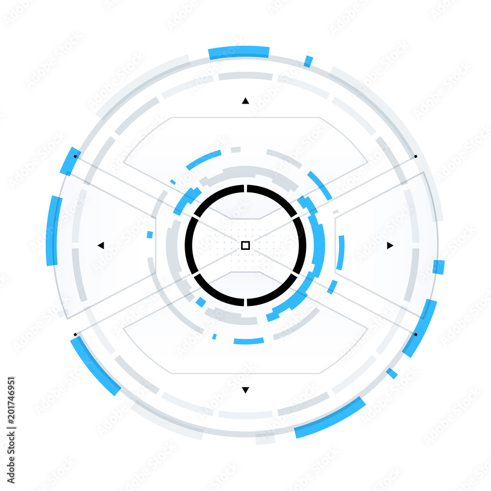 Futuristic Sci-Fi Virtual Reality Technology HUD Circle Element. Abstract Background Futuristic Sci-Fi Virtual Reality Technology HUD Circle Element. Abstract Background